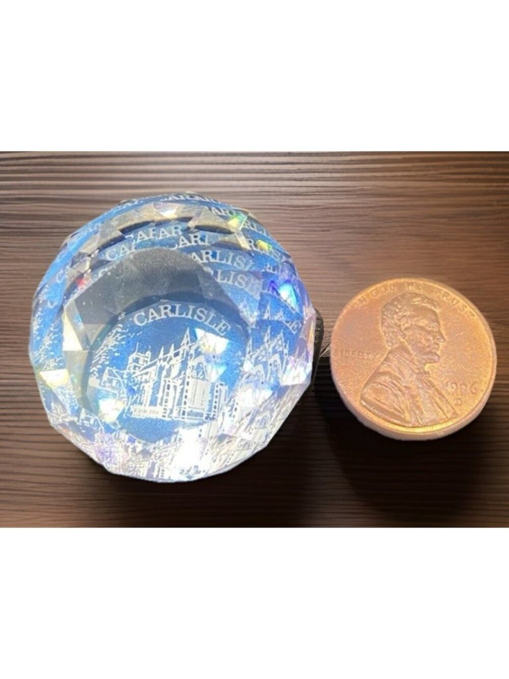 Vintage Clear Crystal Art Glass Carlisle Cathedral Gothic Paperweight Souvenir
